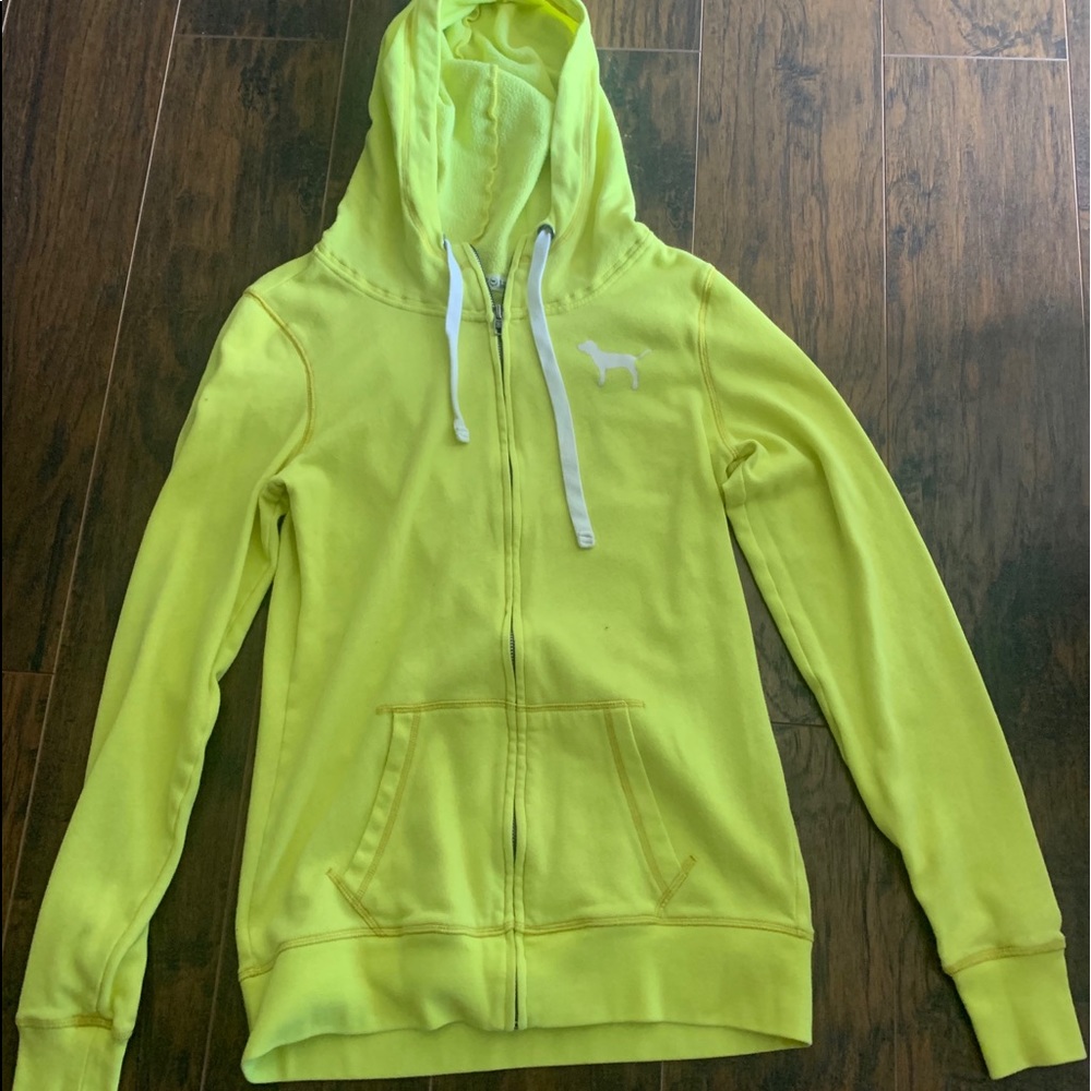 Yellow PINK zip up sweatshirt